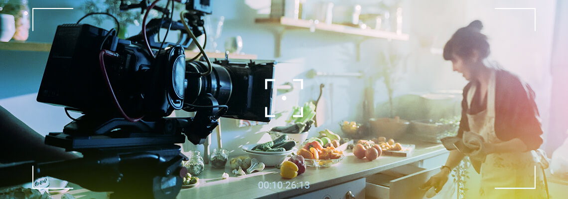 Feature image displaying creative agency cameras, kitchen, shooting advertising campaign.